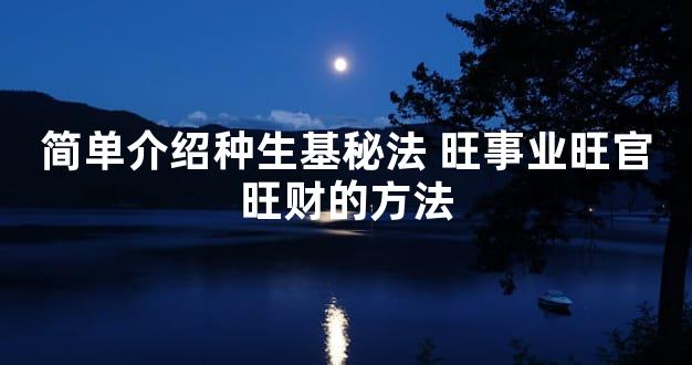 简单介绍种生基秘法 旺事业旺官旺财的方法